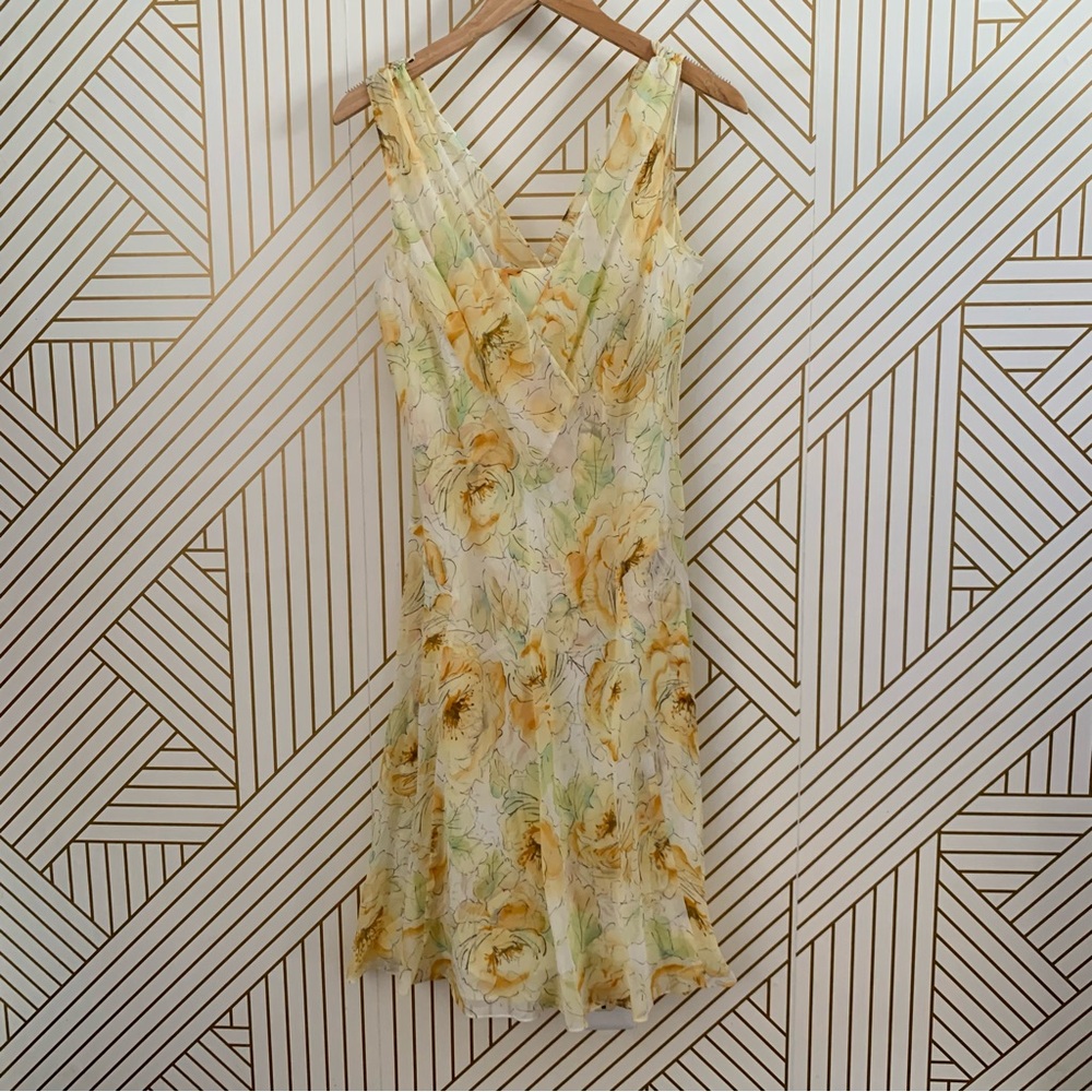 Ann Taylor Loft 100% Silk Floral Sleeveless Midi Swing Dress v neck flowers 8 - Picture 3 of 10